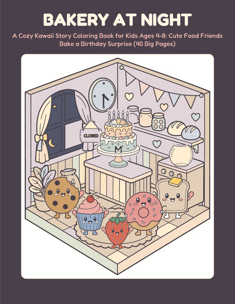 Bakery at Night coloring book cover
