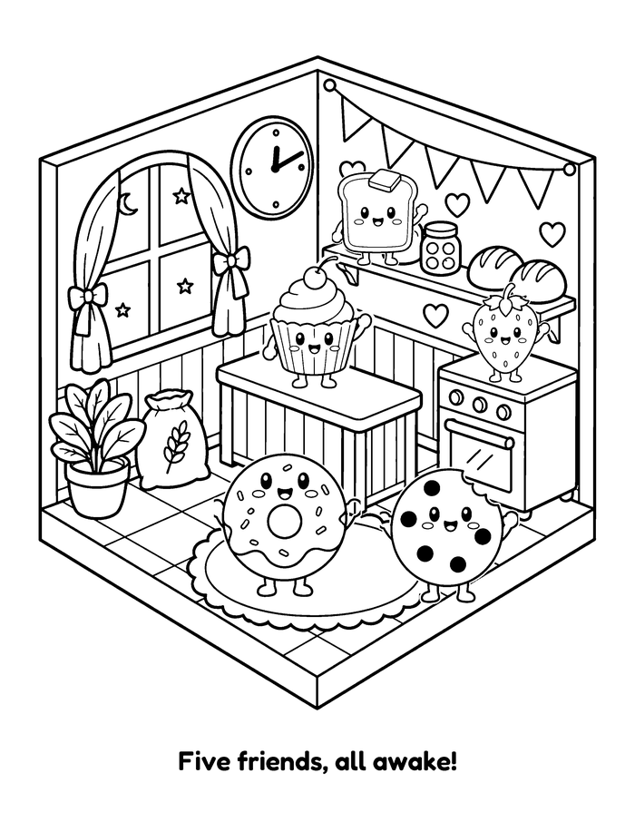 Bakery at Night coloring page sample 1