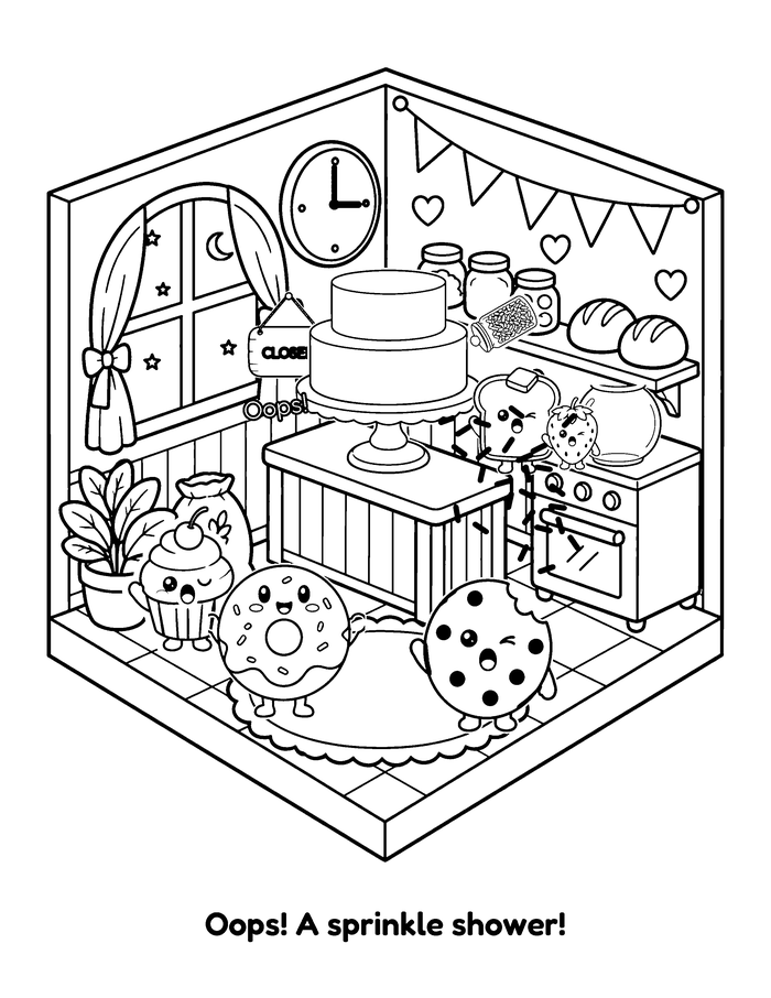 Bakery at Night coloring page sample 2