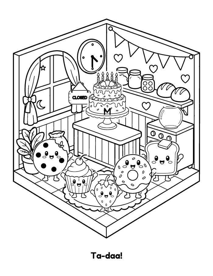Bakery at Night coloring page sample 3
